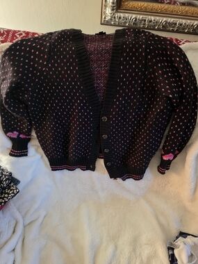 torrid Black Cardigan with Pink Heart Pattern